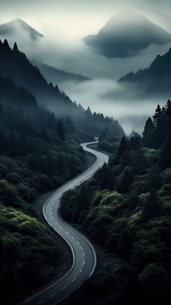 Cool wallpaper curve road forest mountain outdoors.