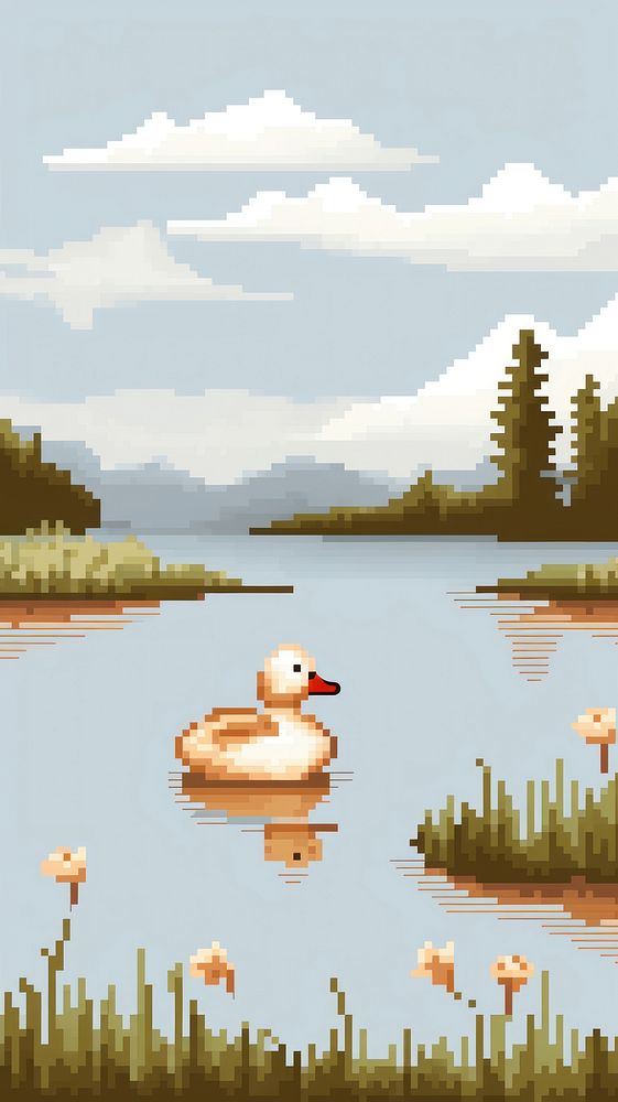 Cross stitch duck nature outdoors lake.