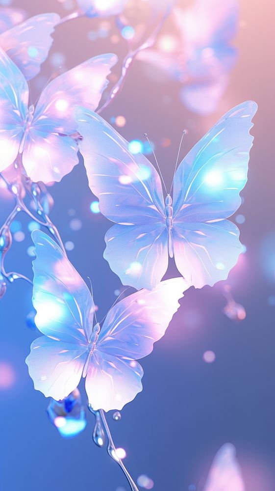 Holographic butterflies outdoors graphics nature.