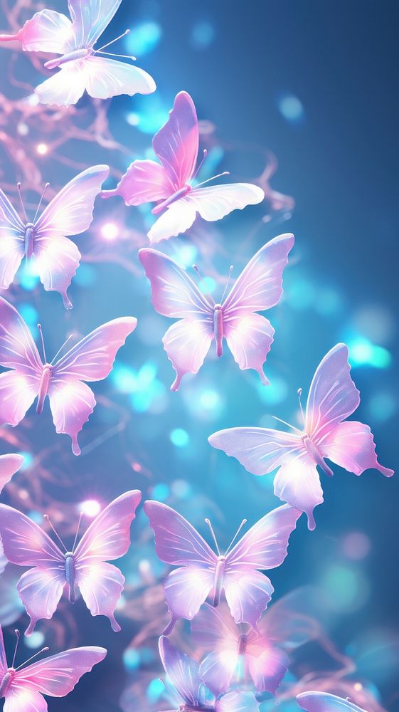 Holographic butterflies backgrounds outdoors graphics.