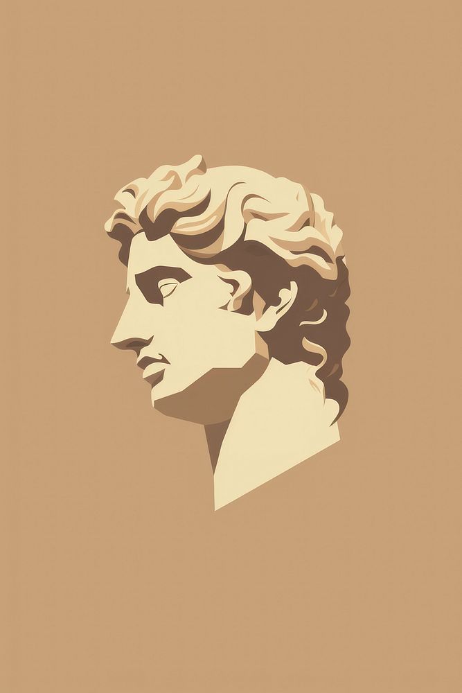 Ancient greek statue portrait drawing sketch.
