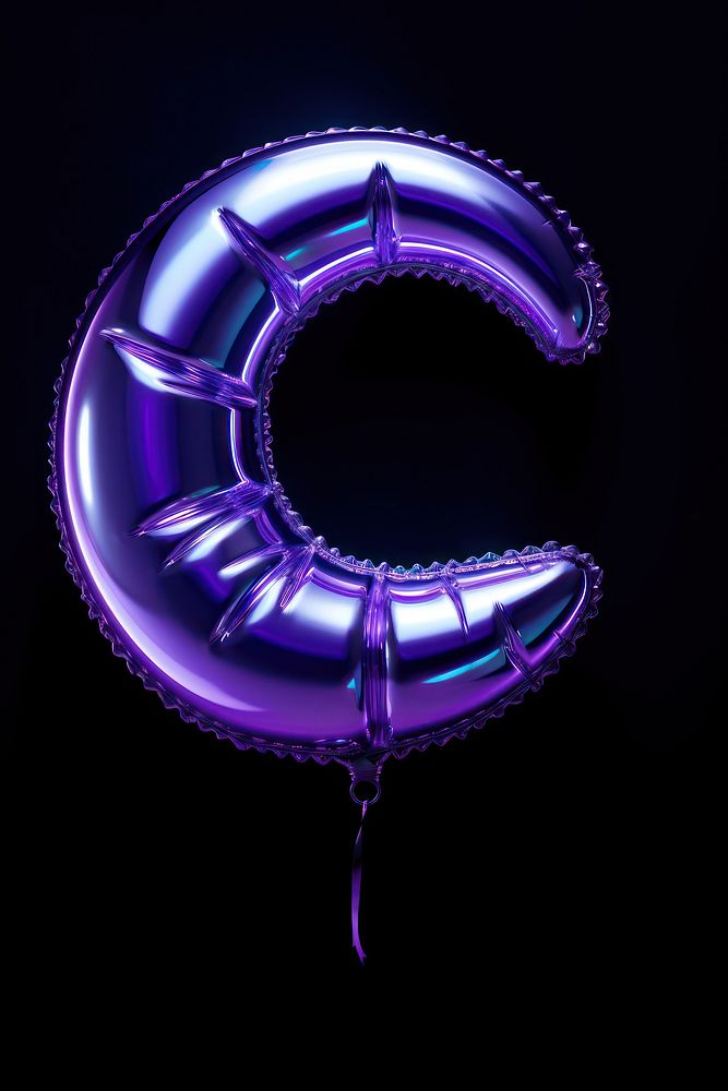 Moon crescent shape balloon purple violet illuminated.