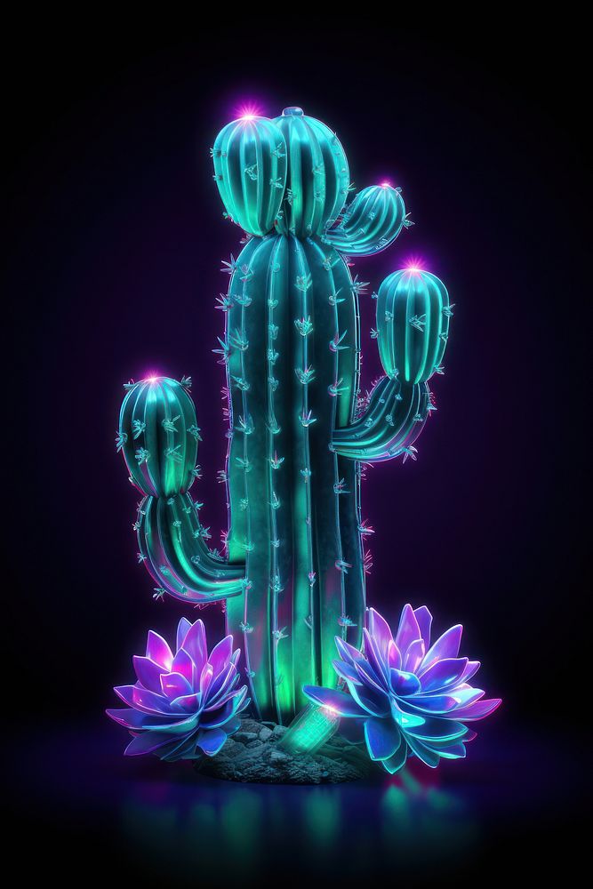 Cactus light plant illuminated.