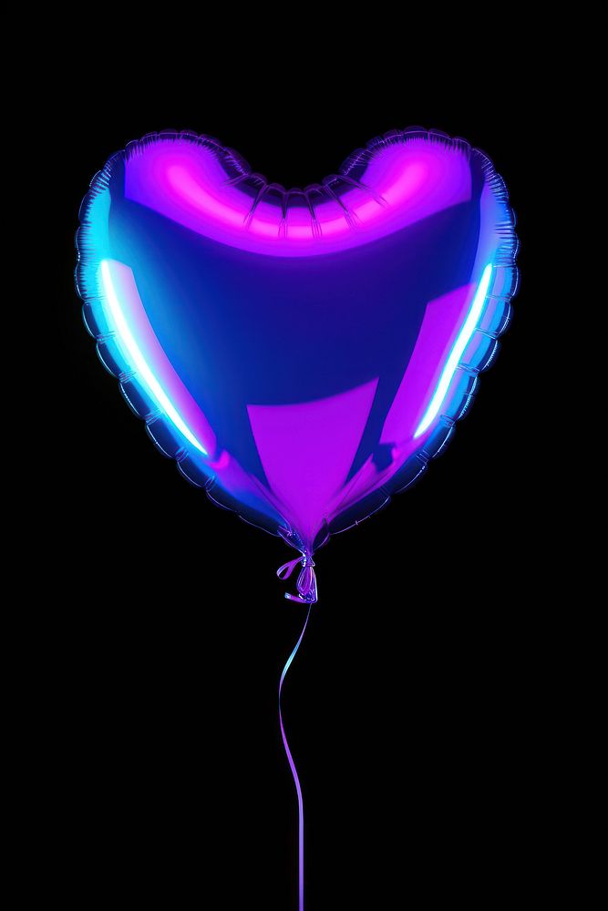 Heart shape balloon light purple illuminated.
