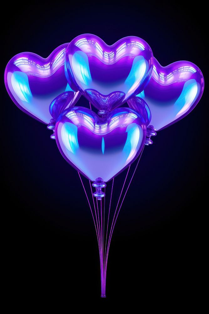 Heart shape balloons light purple neon.