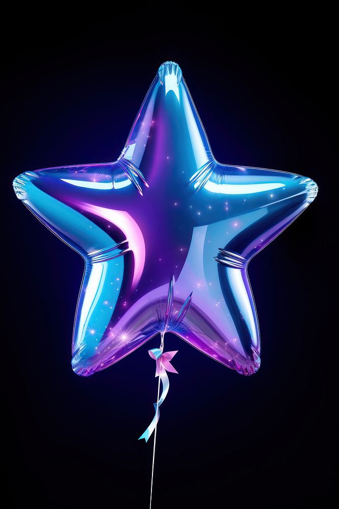 Star shape balloon purple illuminated celebration.