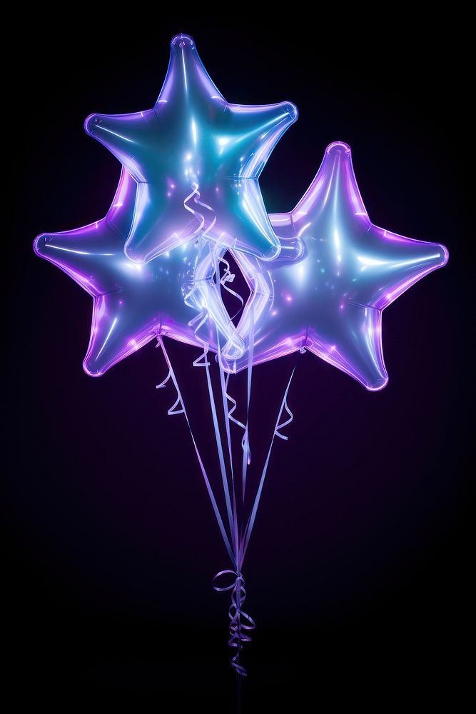Star shape balloons light purple illuminated.