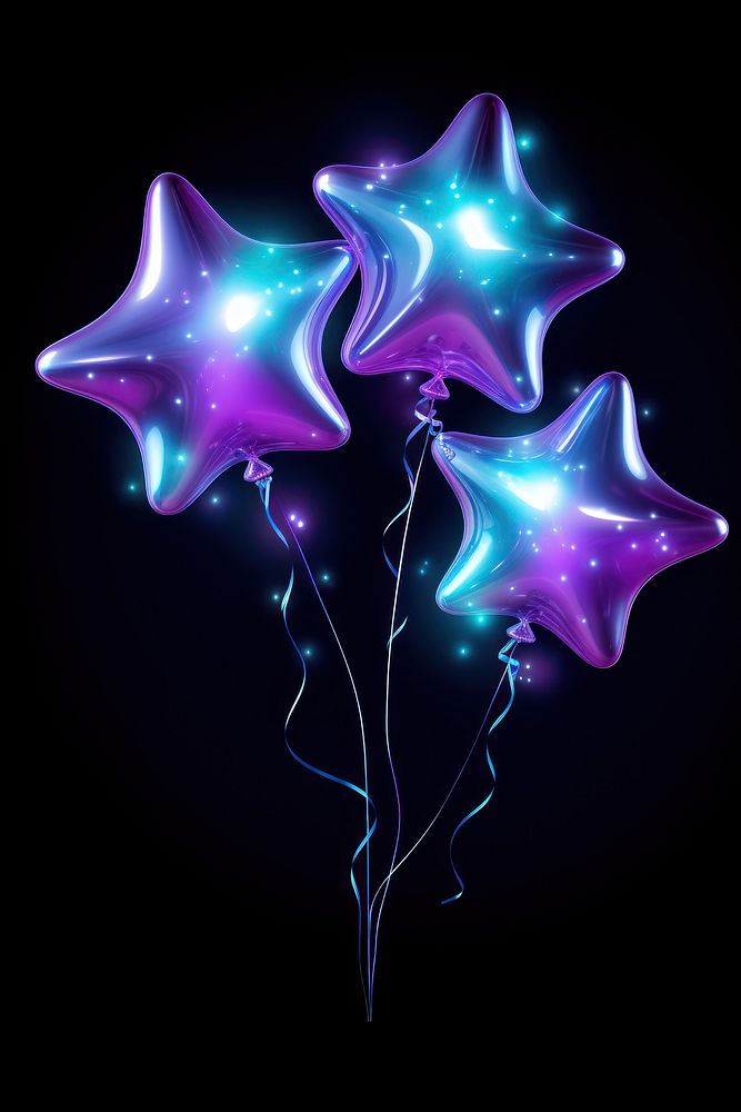 Star shape balloons purple light illuminated.