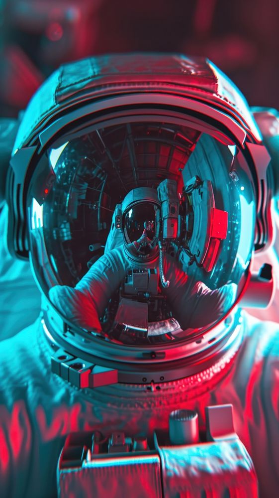 Astronaut red illuminated technology.