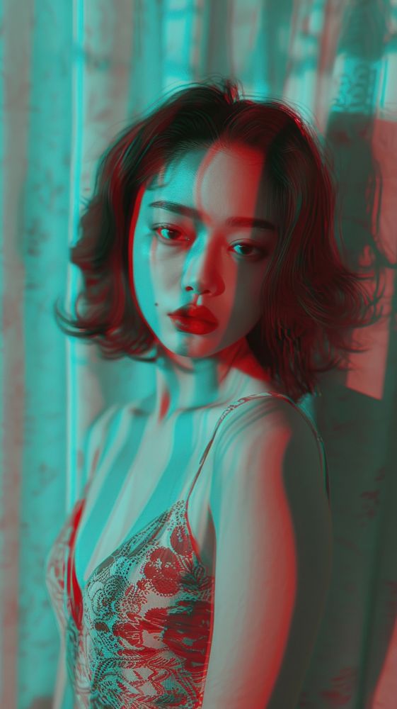 Anaglyph east asian woman photography portrait adult.