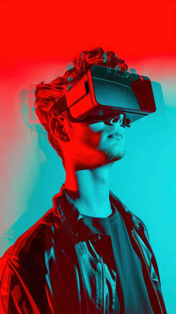 Anaglyph man with vr glasses photography portrait adult.