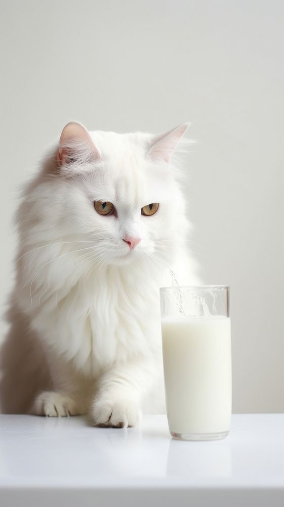 Cat drinking milk mammal animal pet.