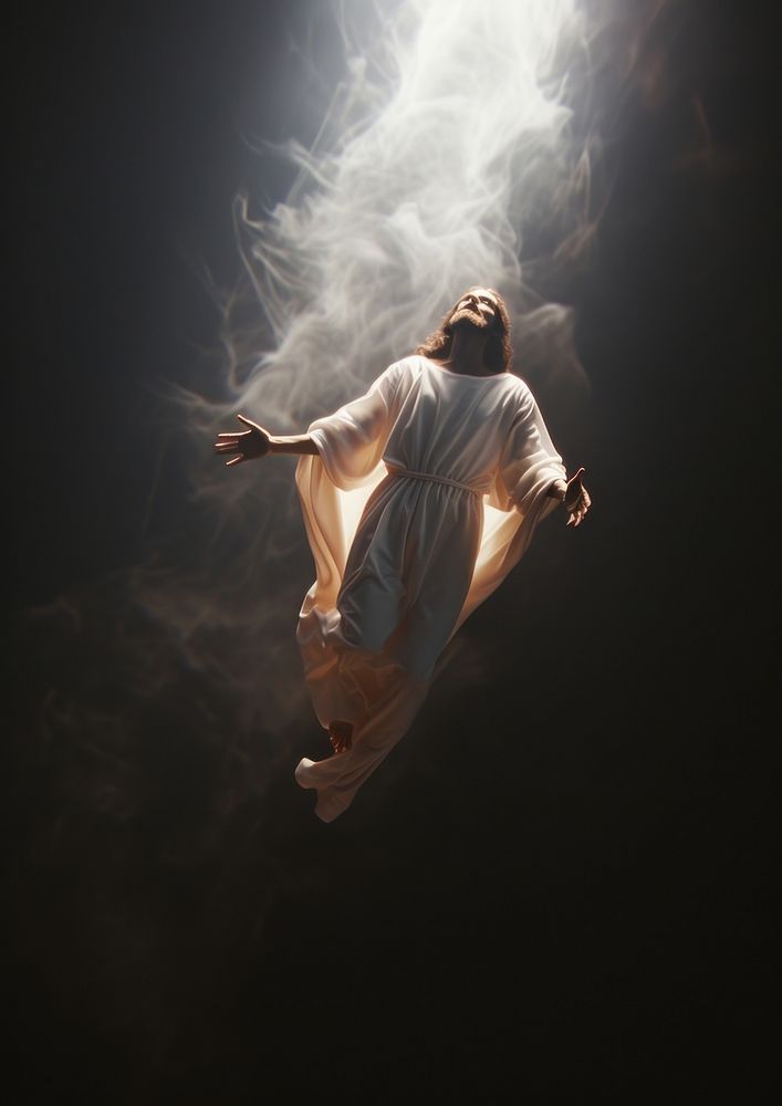 Photo of floating jesus light adult smoke.