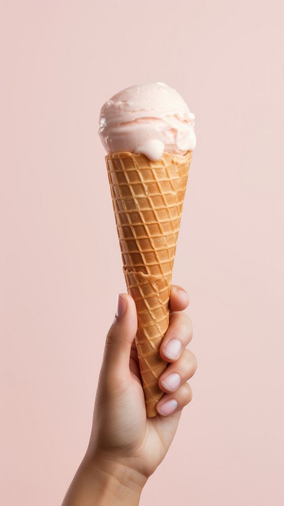 Hand with ice cream cone dessert food chocolate.