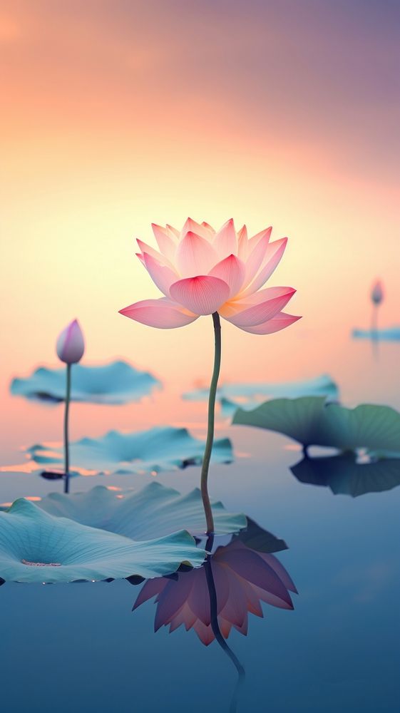 Lotus on sunset outdoors blossom nature.