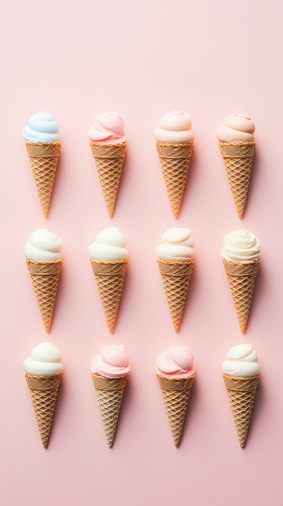 Mini ice cream cones dessert food variation.