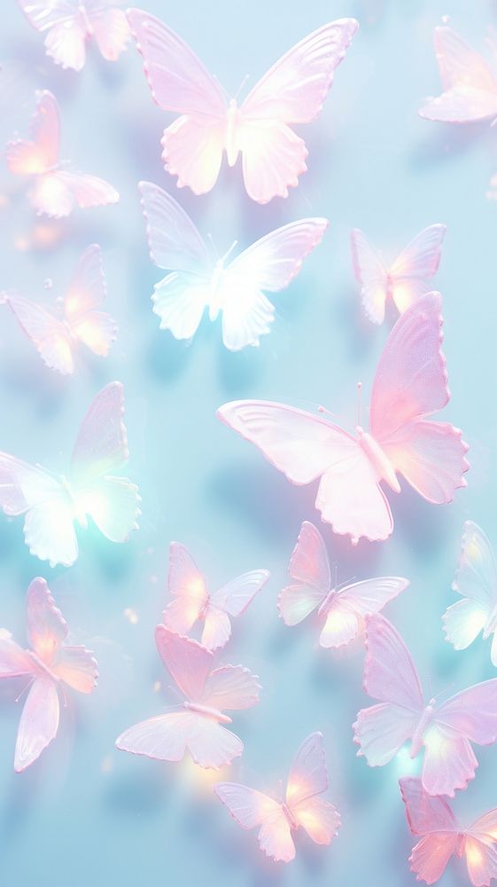 Pastel hologram with butterflys backgrounds nature petal.