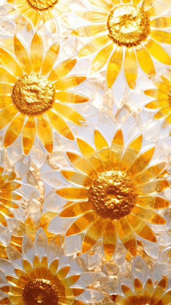 Pattern glass fusing art flower backgrounds sunflower.