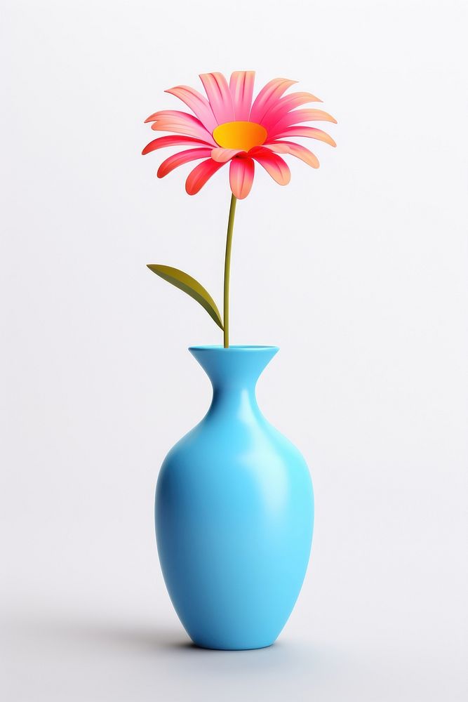 A flower in a vase plant daisy white background.