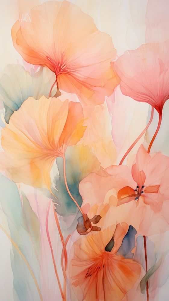 Tropical flowers abstract painting petal.