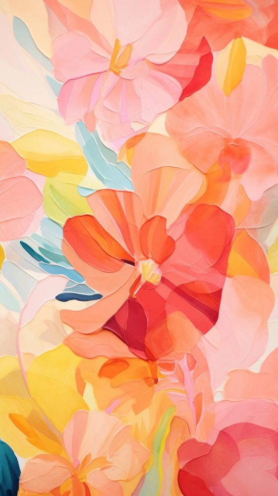Tropical flowers abstract painting pattern.