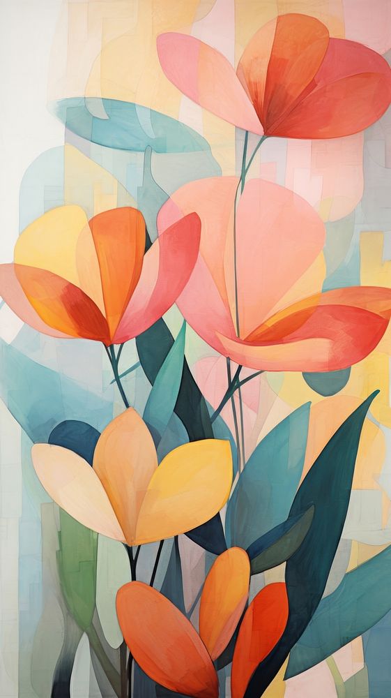 Tropical flowers painting pattern art.