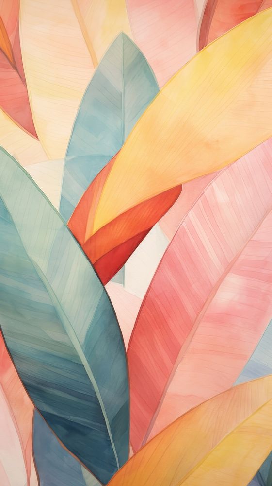 Tropical leaves abstract painting pattern.