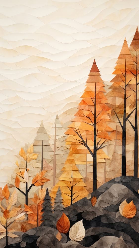 Autumn forest painting plant tree.