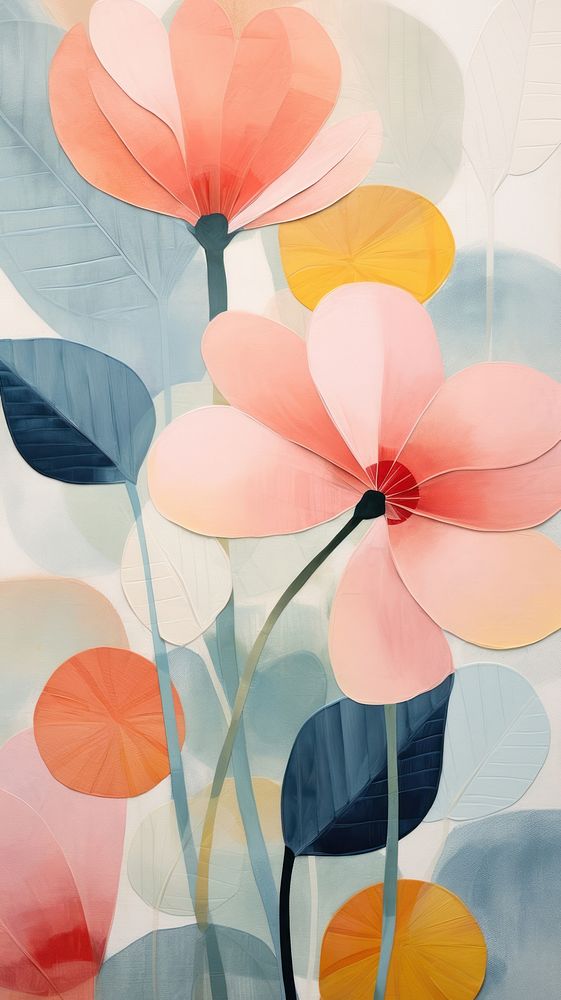Pastel flowers abstract painting pattern.
