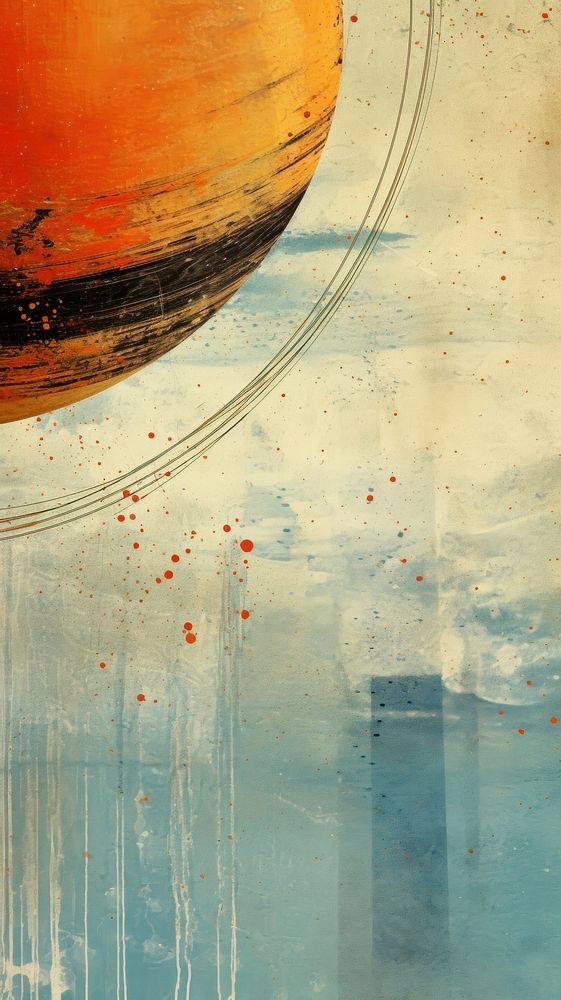 Sci-fi saturn abstract painting art.