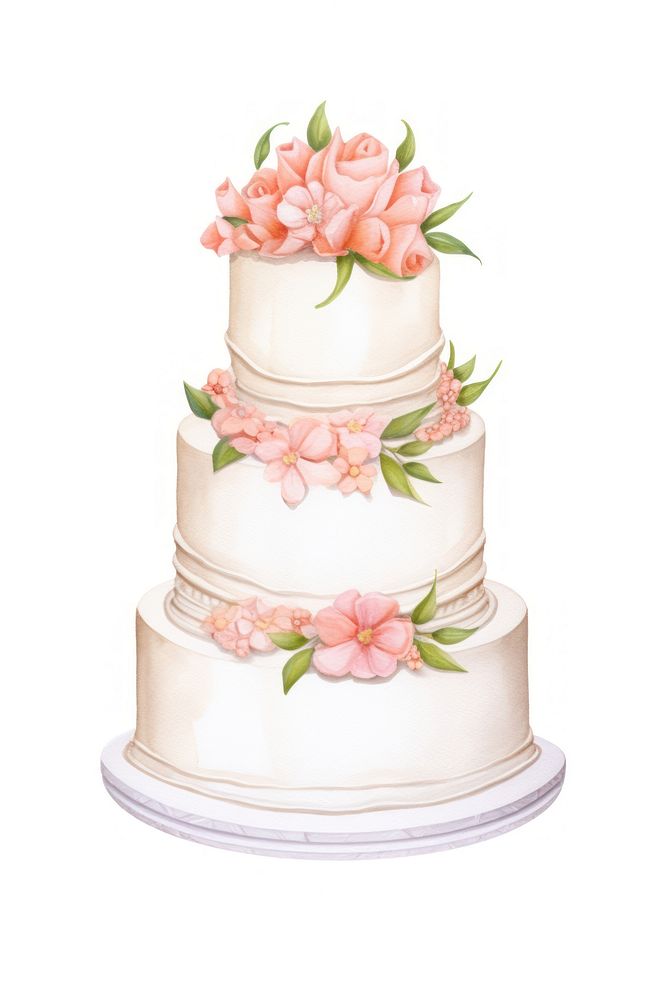 A wedding cake dessert food white background.