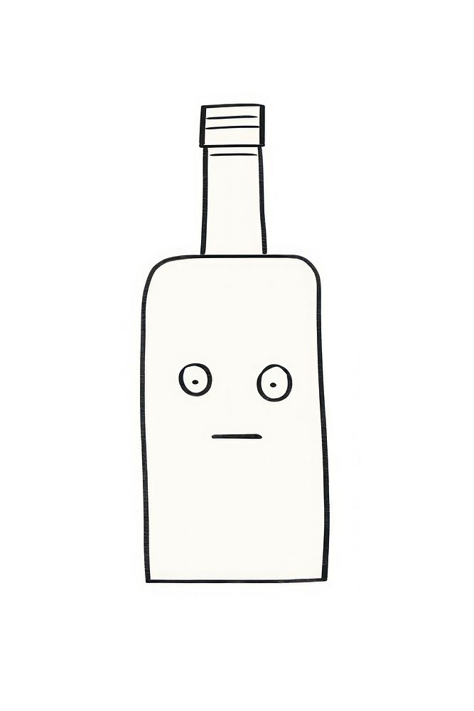 Minimal illustration of a whisky bottle drawing line white background.