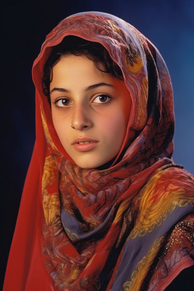 Muslim girl portrait scarf photo.