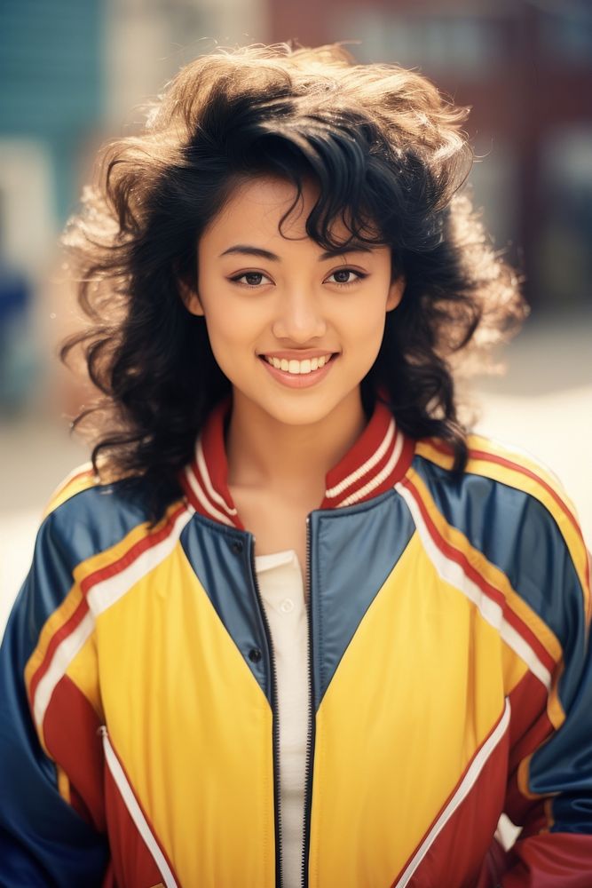 Asian American female portrait jacket sports.