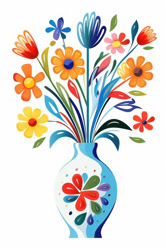 Flowers in vase Clipart painting cartoon pattern.