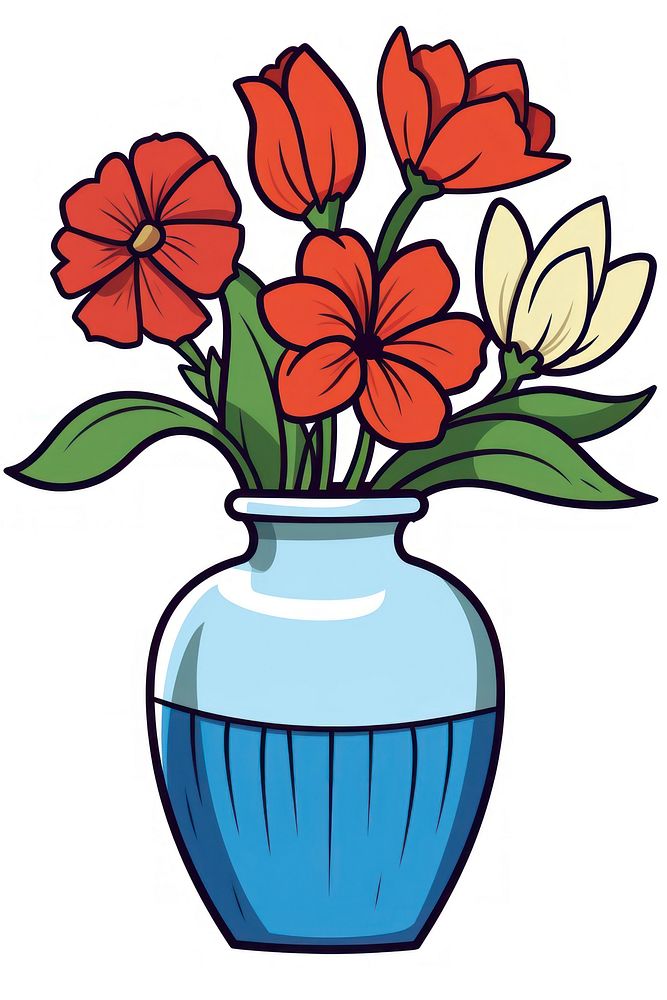 Flowers vase Clipart cartoon plant jar.