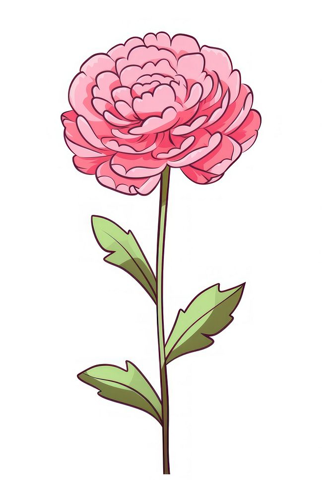 Pink flower Clipart cartoon drawing plant.