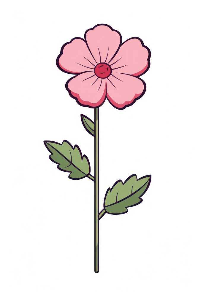 Pink flower Clipart cartoon drawing plant.