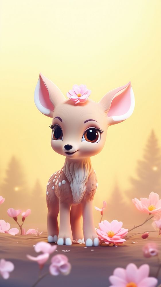 Cute baby deer cartoon animal mammal.
