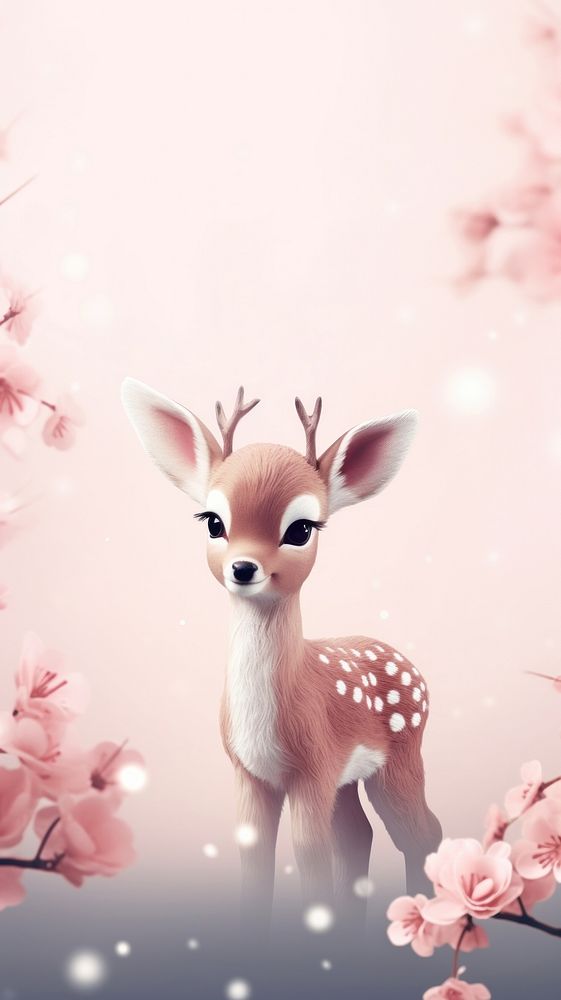 Cute baby deer wildlife cartoon animal.