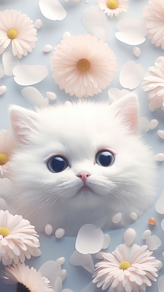 Cute cat flower animal mammal.