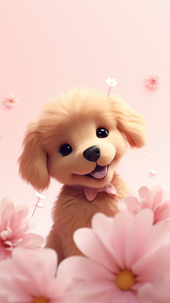 Cute dog flower cartoon mammal.