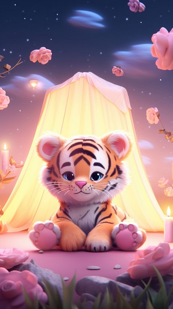 Cute tiger cartoon nature representation.