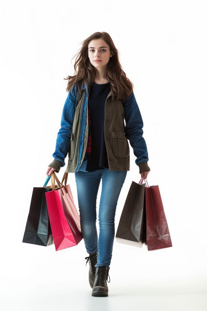 Woman Walking shopping bag handbag.