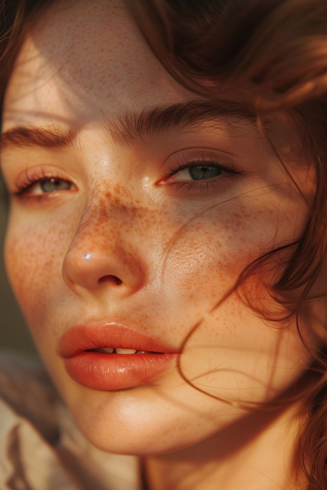 Skin model freckle female adult.