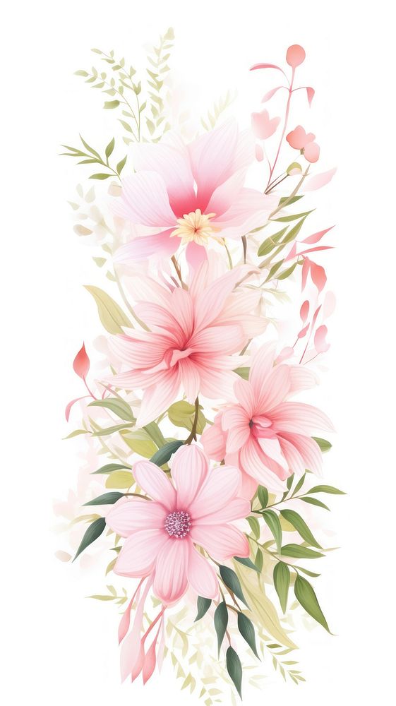 Cute pink flower border pattern petal plant.