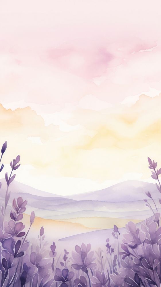 Lavender flower landscape outdoors painting.