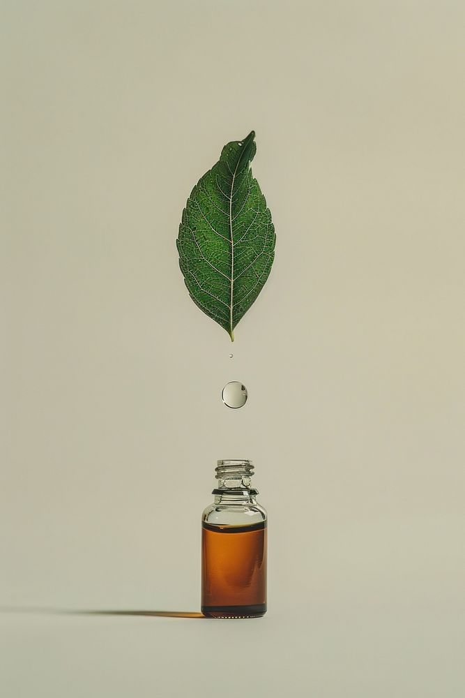 Essential oils bottle leaf plant.