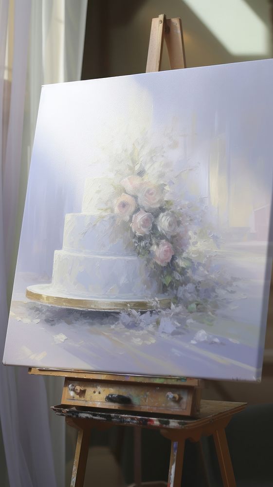 Flower on Big wedding cake painting canvas art.
