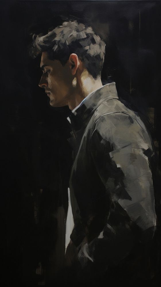 Acrylic paint of men portrait painting adult.